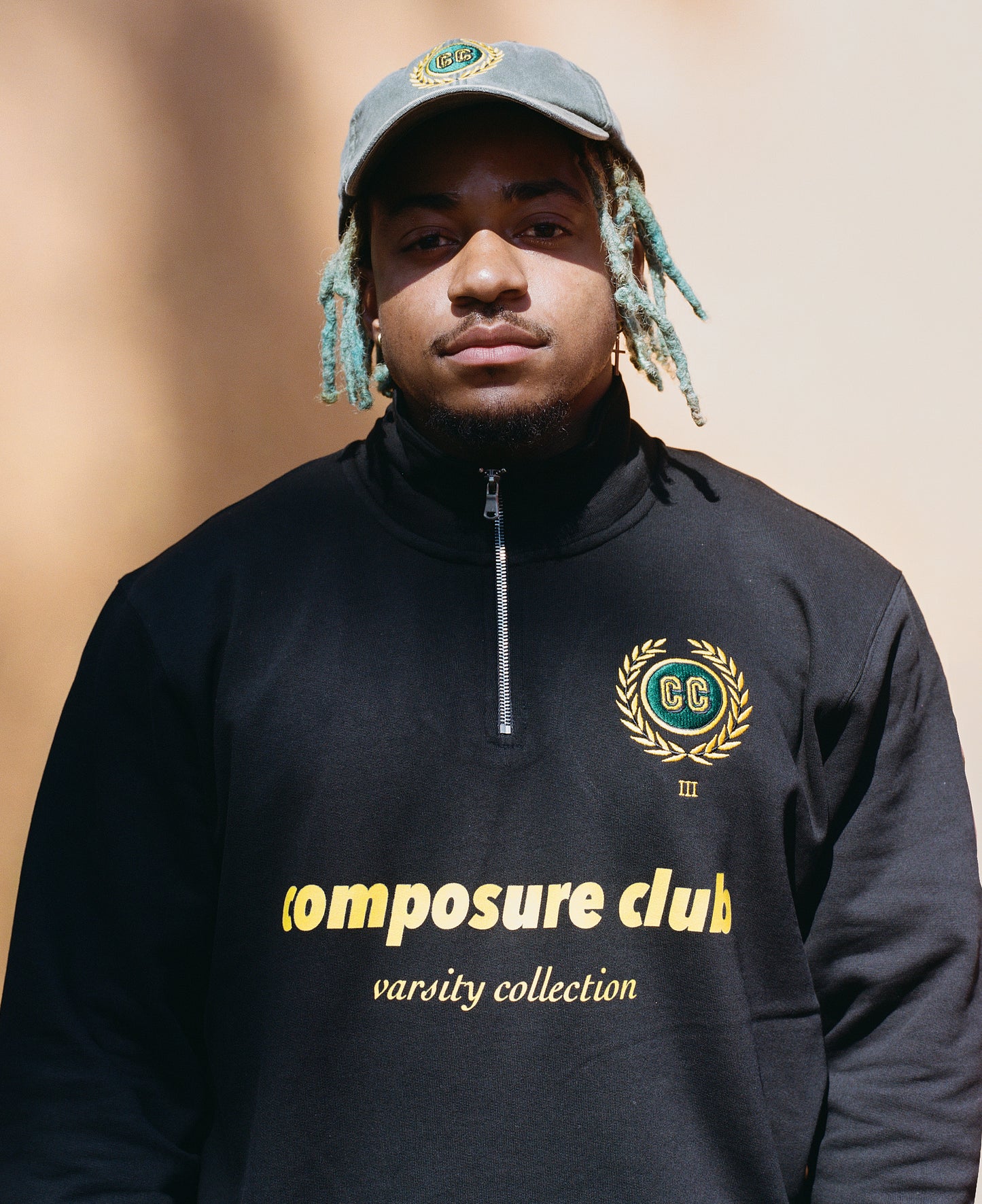 Maglione con zip a un quarto della collezione Varsity - nero